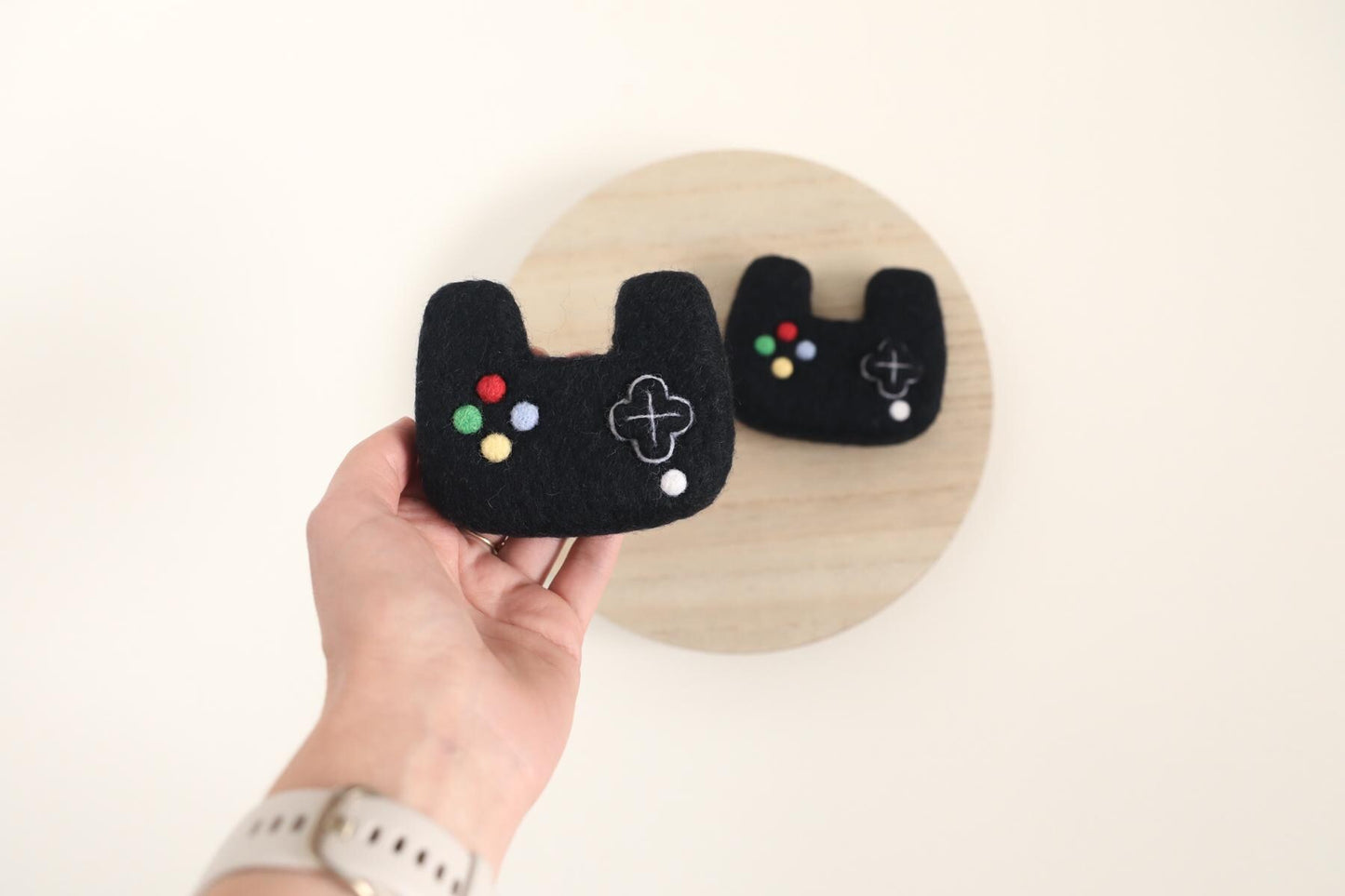 MADE TO ORDER! Felted black game controller