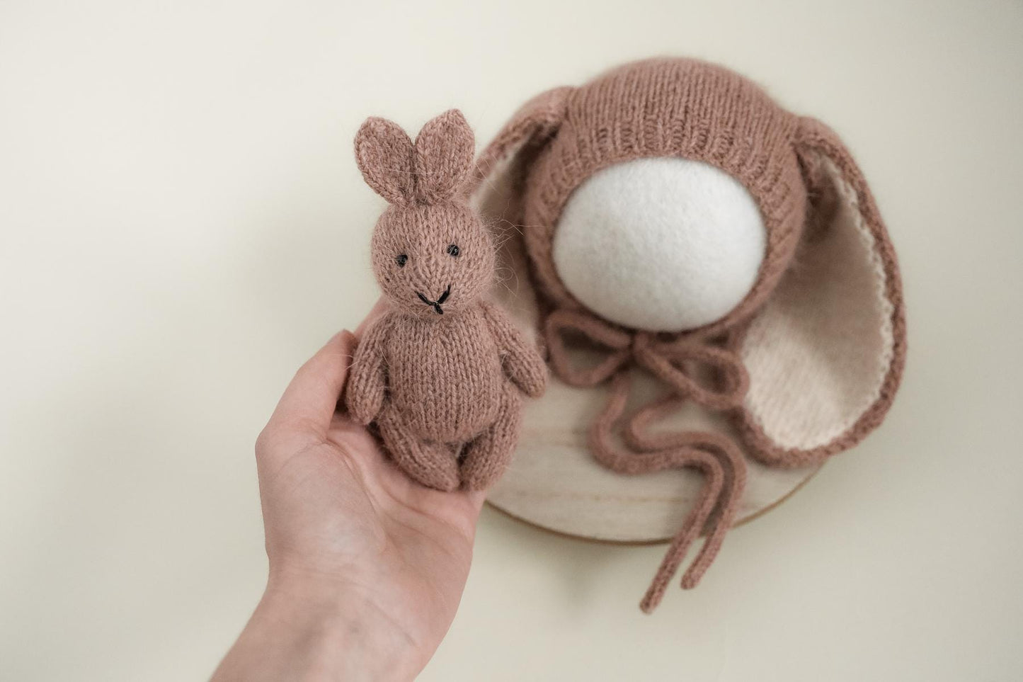 RTS! Knitted bunny bonnet&toy set
