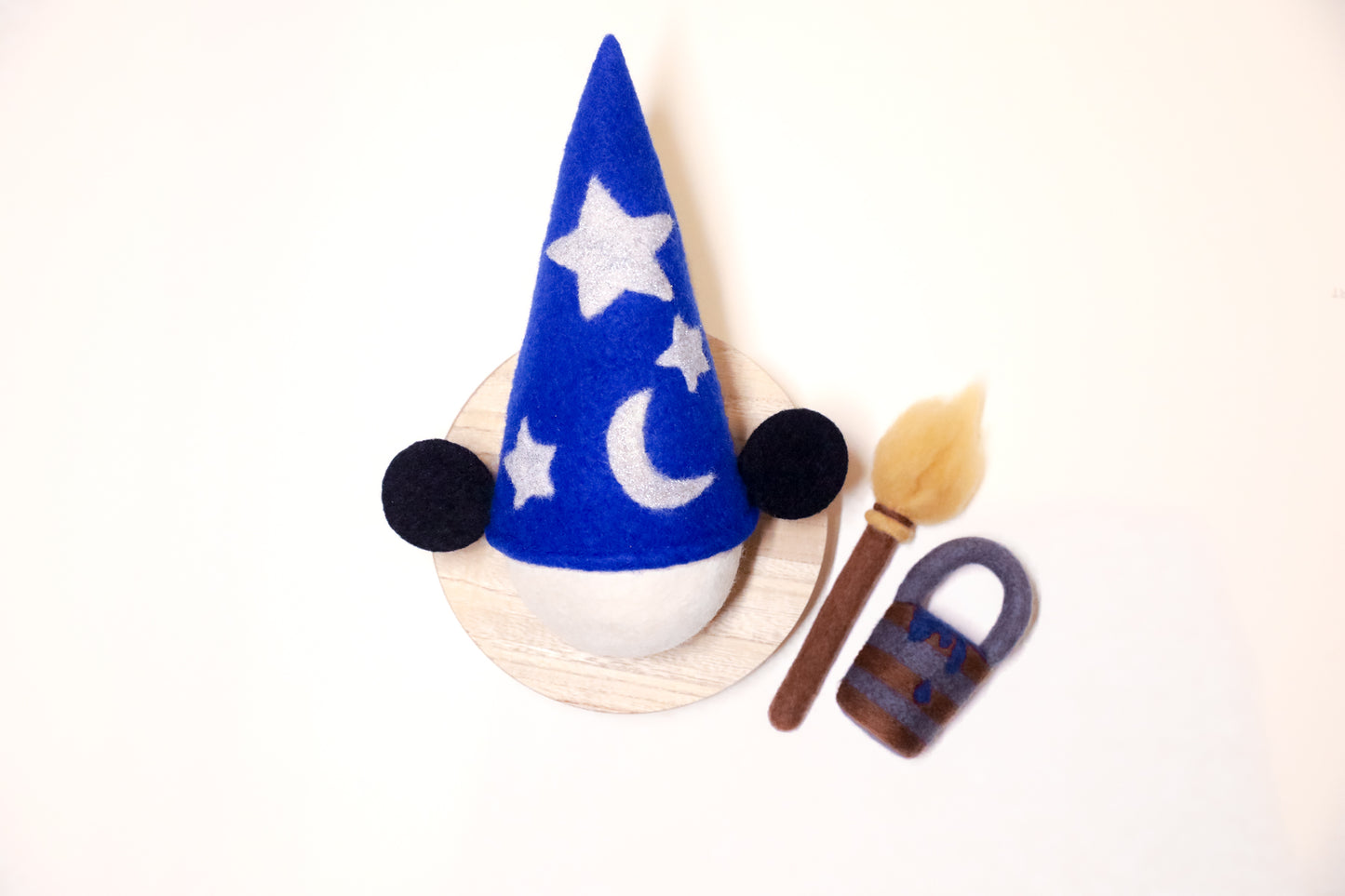Custom listing for Laura! Knitted Mickey mouse bonnet and felted wizard hat with detachable mouse ears
