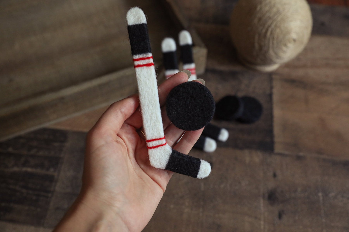 MADE TO ORDER! Felted hockey set