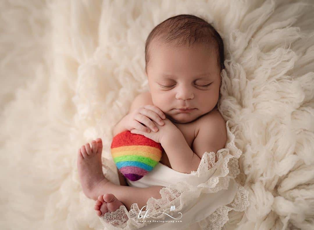 rainbow felted heart