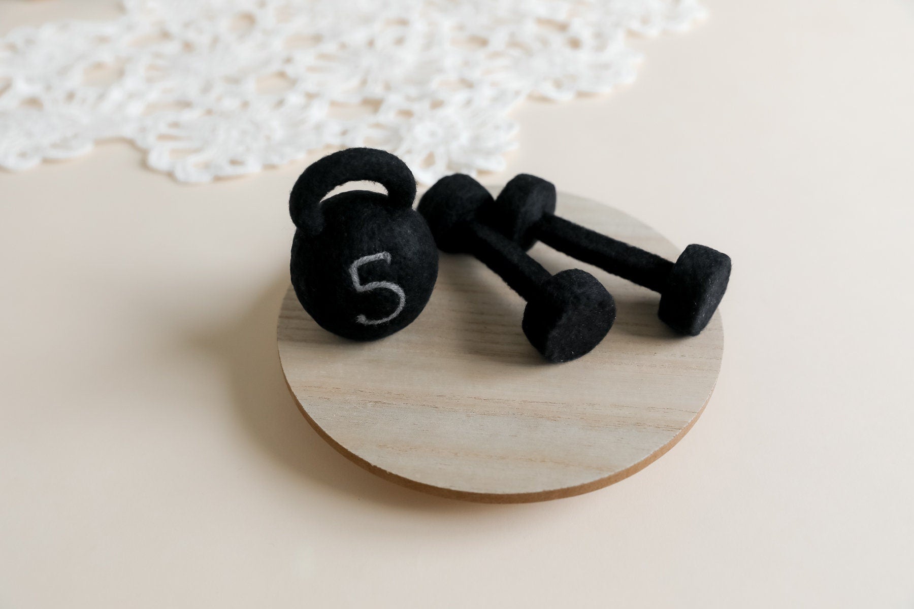 MADE TO ORDER! Felted Kettlebell and dumbbell weights set