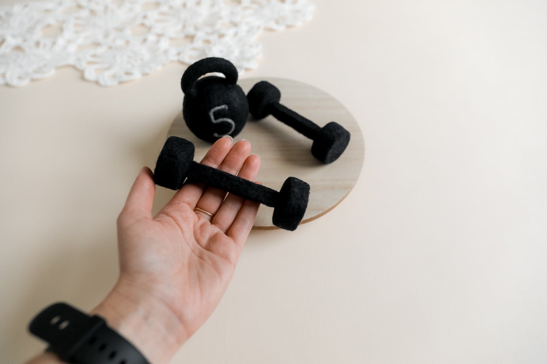 MADE TO ORDER! Felted Kettlebell and dumbbell weights set