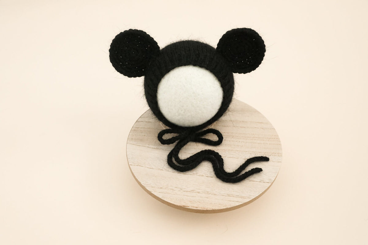 Custom listing for Laura! Knitted Mickey mouse bonnet and felted wizard hat with detachable mouse ears