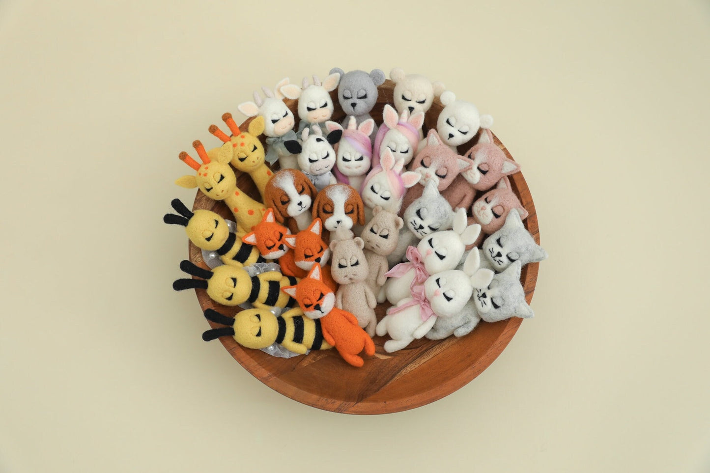 Felted animal toys for newborn photography. Wool toy. Felted lovies.