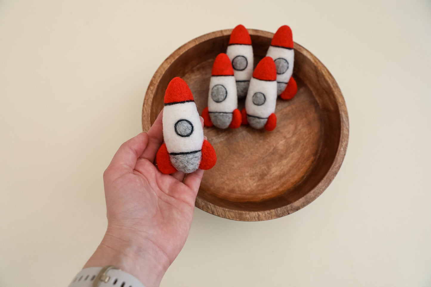 MADE TO ORDER! Felted rocket toy