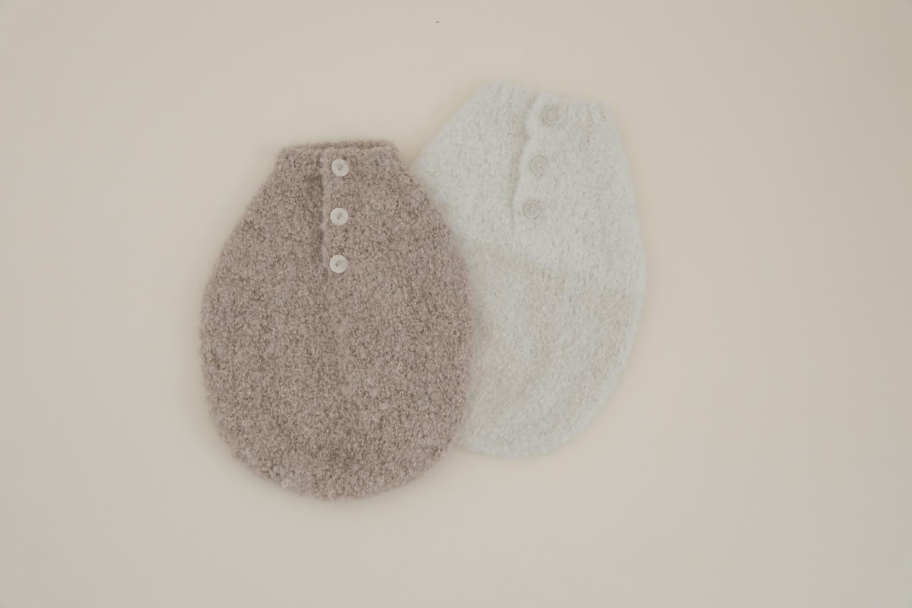 RTS! Newborn knitted teddy bear swaddle sack and bonnet set Newborn photography props Bear props Fluffy boucle cocoon sack & bear bonnet set