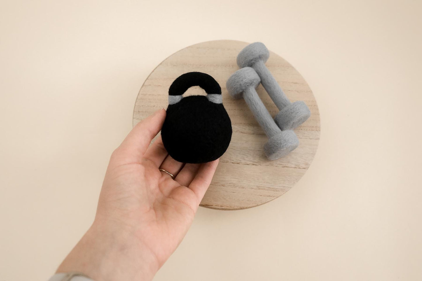 MADE TO ORDER! Felted Kettlebell and dumbbell weights set