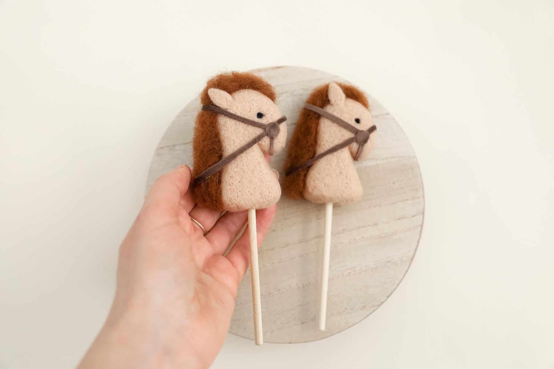 RTS! Felted stick horse toy