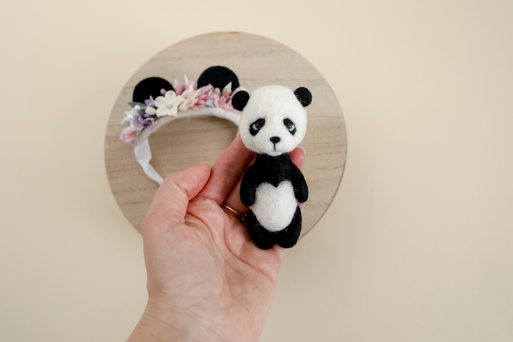 MADE TO ORDER! Felted 2pcs panda set