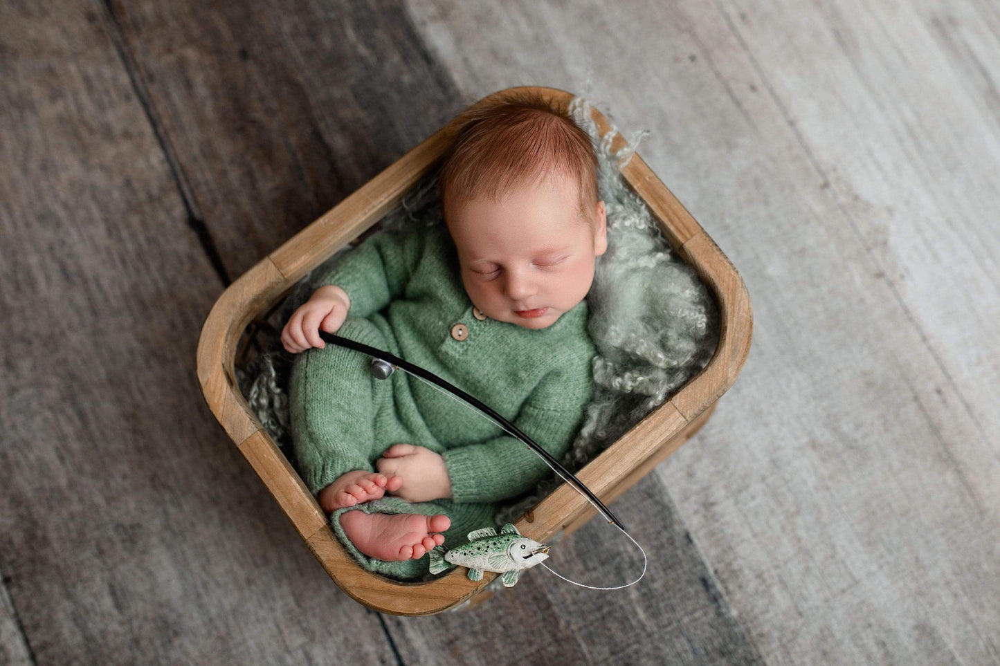 MADE TO ORDER! Fishing props | Fishing rod with fish Newborn photography props Fisherman props Decorative accessory Mini fishing pole set