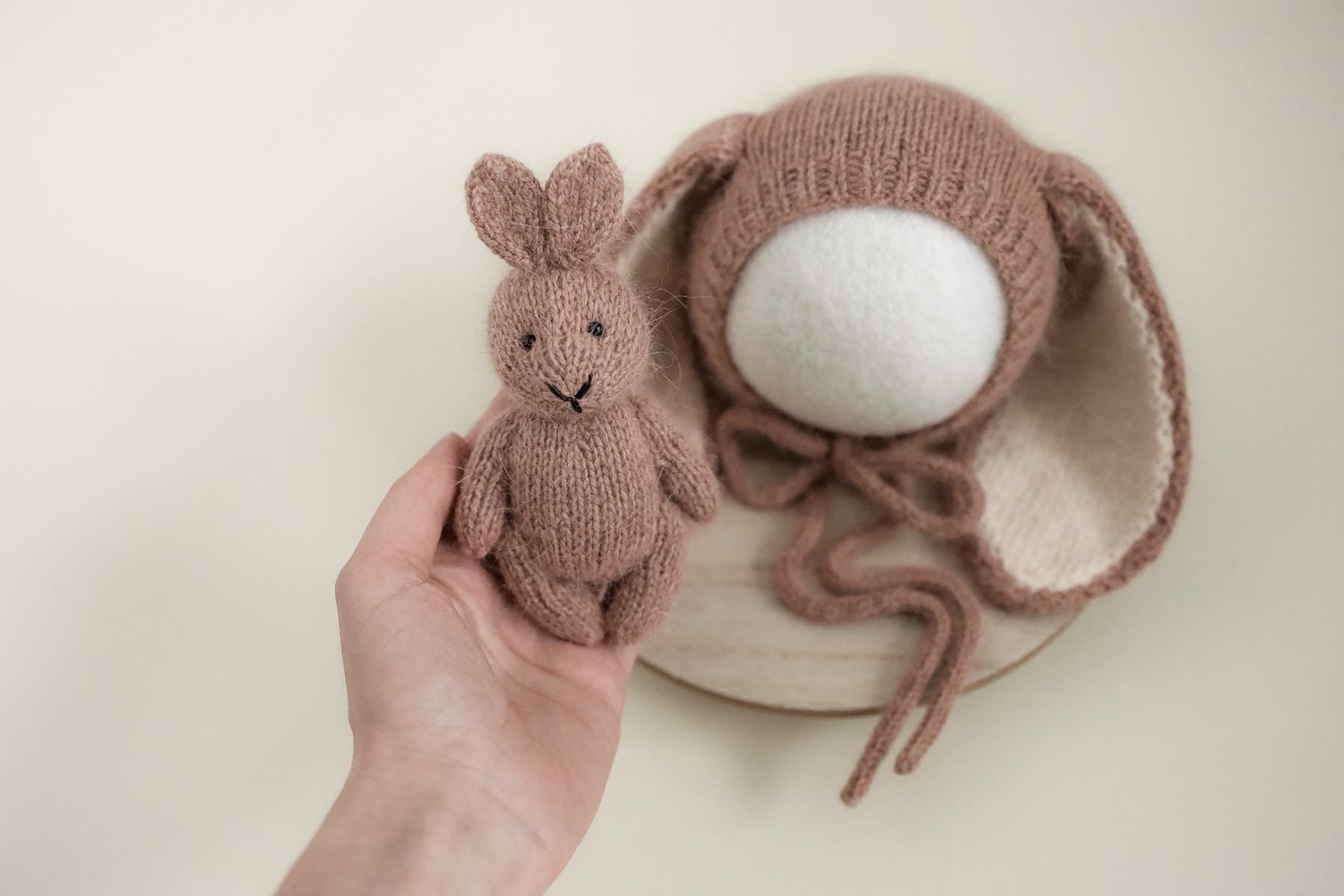 RTS! Knitted bunny bonnet