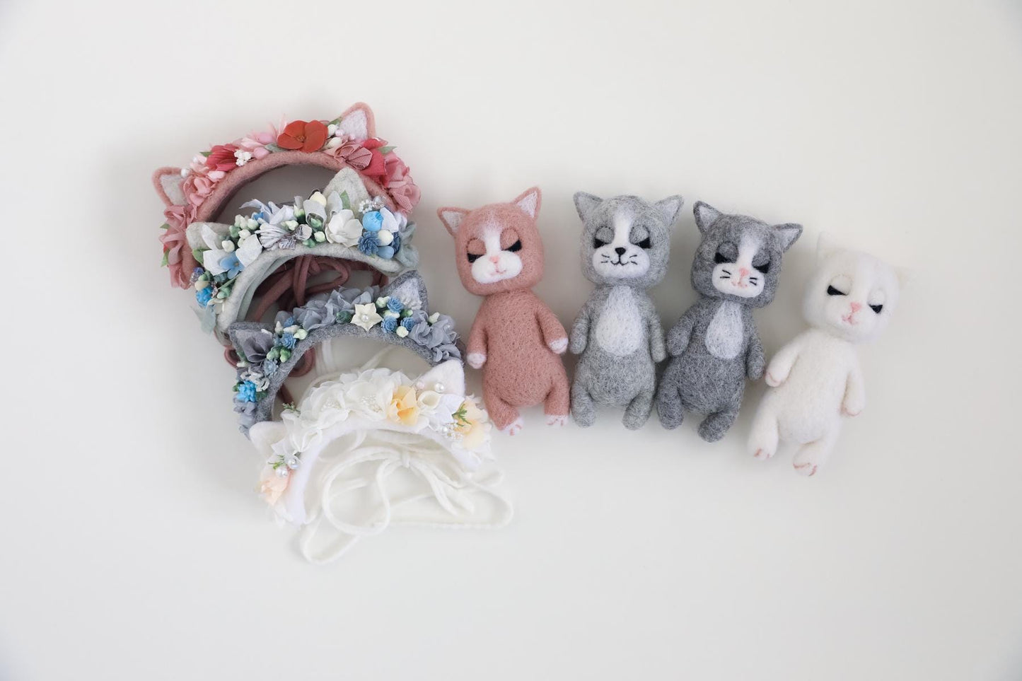 MADE TO ORDER! Felted kitten props | Newborn photography prop Wool animal toy Felted cat toy Kitten headband