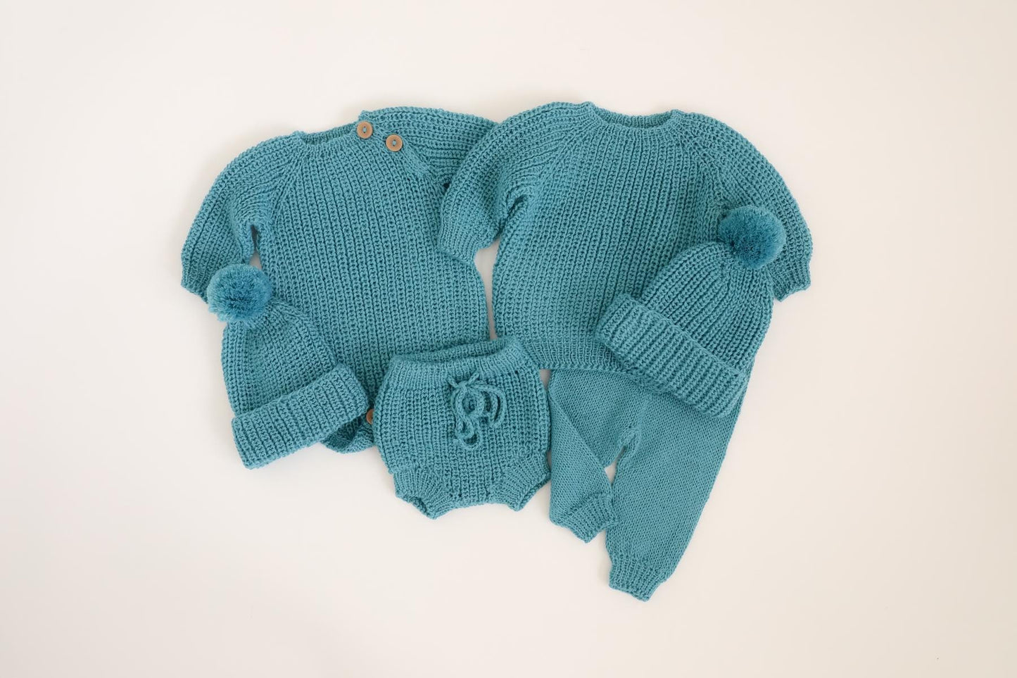 RTS! Baby knitted wear |Newborn Photography Props Coming home outfit Unisex props Chunky sweater Pompon hat Pants Bloomers Romper Baby knits