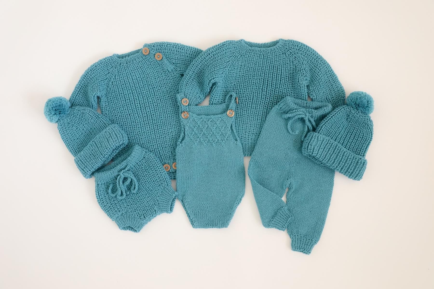 RTS! Baby knitted wear |Newborn Photography Props Coming home outfit Unisex props Chunky sweater Pompon hat Pants Bloomers Romper Baby knits