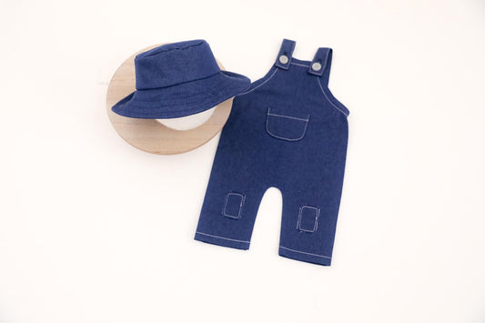 RTS! Newborn fisherman set | Fishing overall and hat Newborn photography props Baby fisherman costume Denim overall&hat set