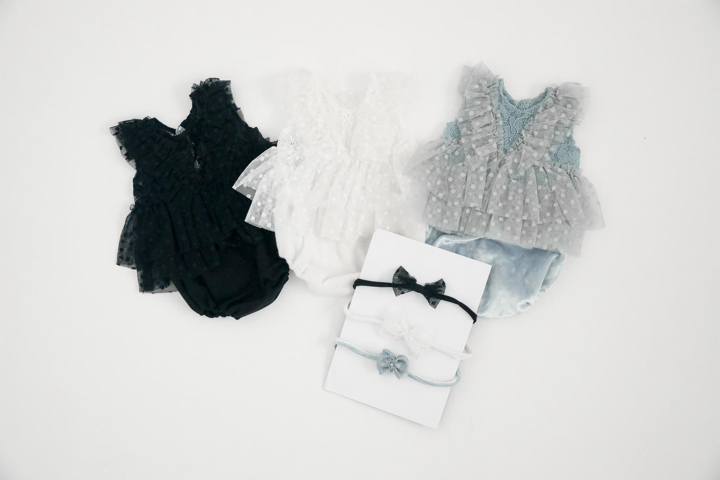 RTS! 3pcs dress set | Newborn photography props Baby girl dress props Newborn lace 2 pcs dress outfit with tieback