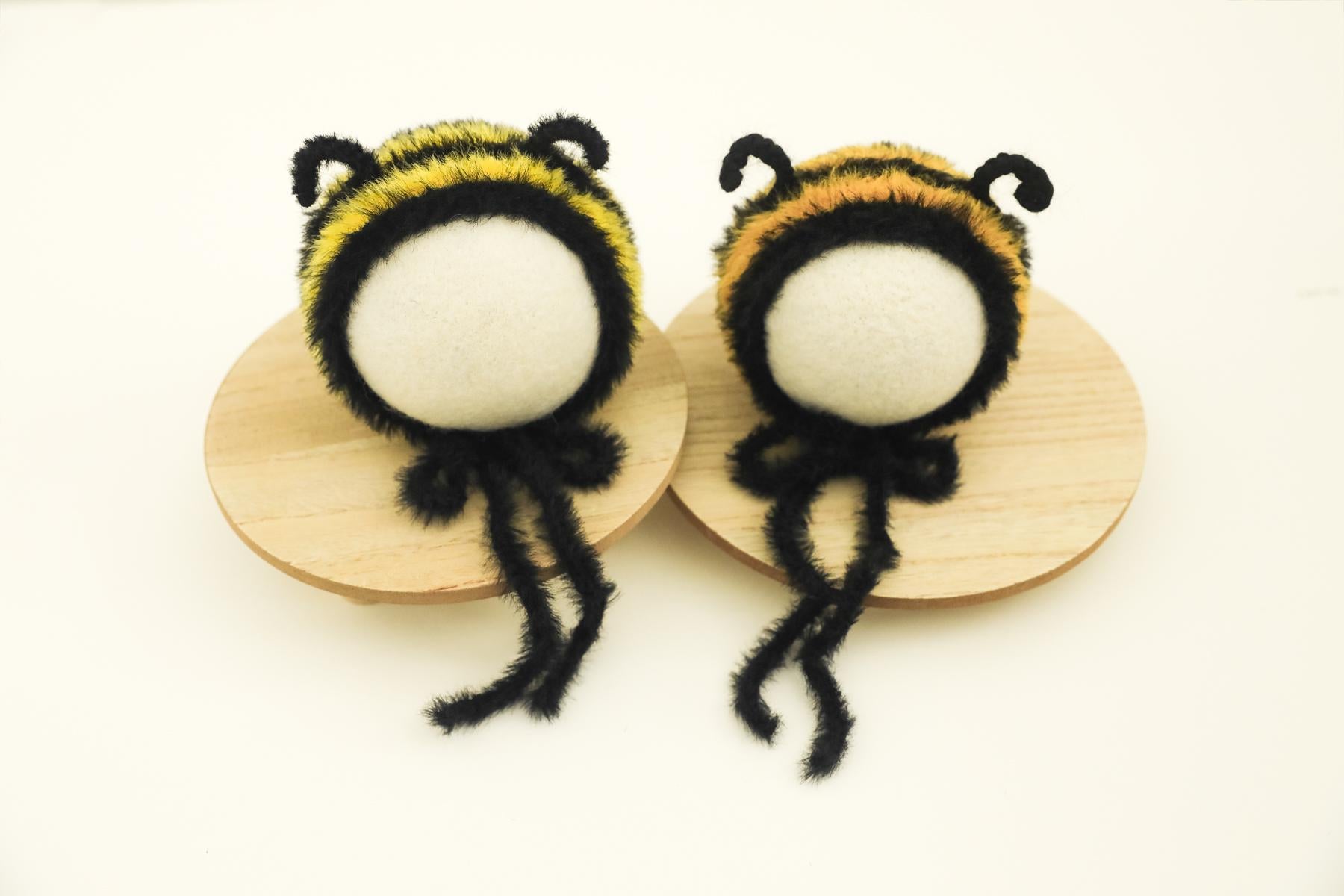 RTS! Fuzzy bee bonnet | Newborn photography props Baby bumble bee bonnet Newborn knitted bumblebee bonnet