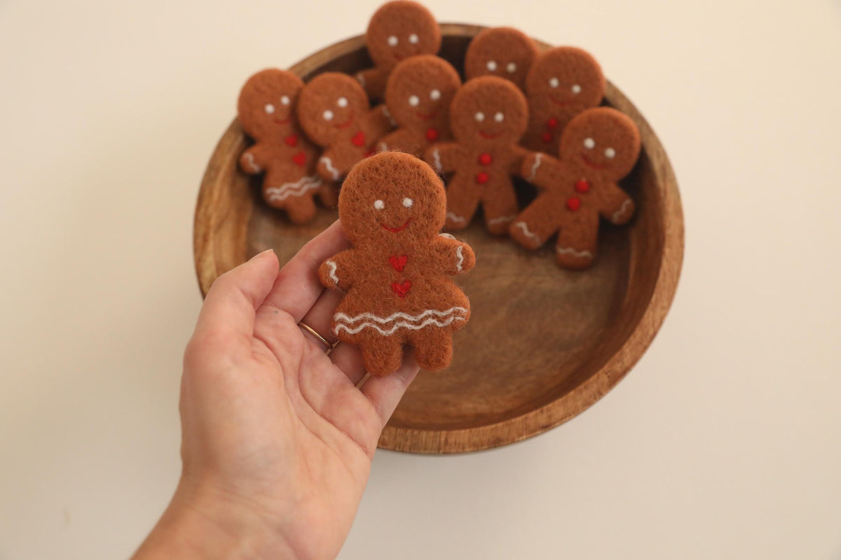 RTS! Felted Gingerbread cookie | Newborn photography props Baby stuffie/lovie toy Wool toy Gingerbread boy Gingerbread girl cookie lovies